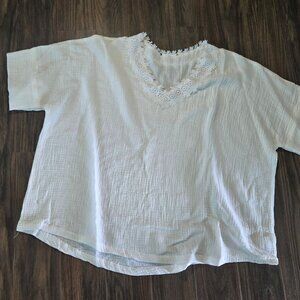 Boho Style 100% Cotton Gauze Unstructured Tunic Blouse SIZE 1X